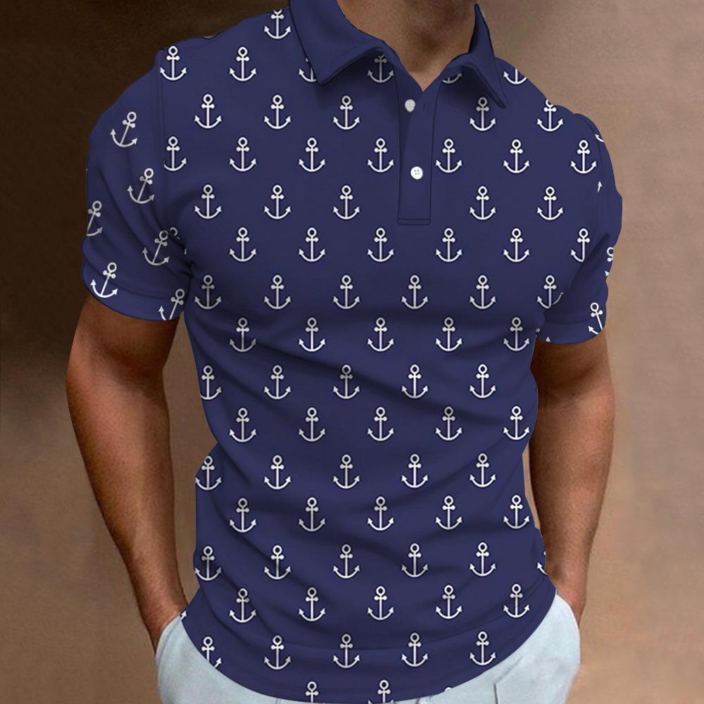 Essential short-sleeve polo shirt with cross pattern, casual and stylish for daily wear.