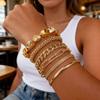 Alloy Chain Bracelet Set For Women With Geometric Design And Multilayer Style