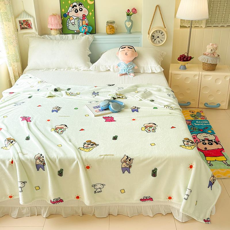 Coperta Morbida Double-Face del Cartone Animato Crayon Shin-chan - Coperta per Aria Condizionata, Coperta da Divano, Latte Pile Spesso
