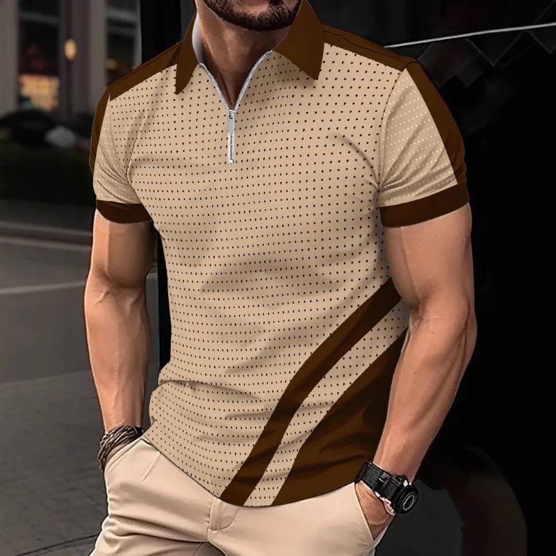 European American Summer Fashion Printed Breathable Quick-drying Color Matching Men's POLO Shirt Sports Polo Shirt