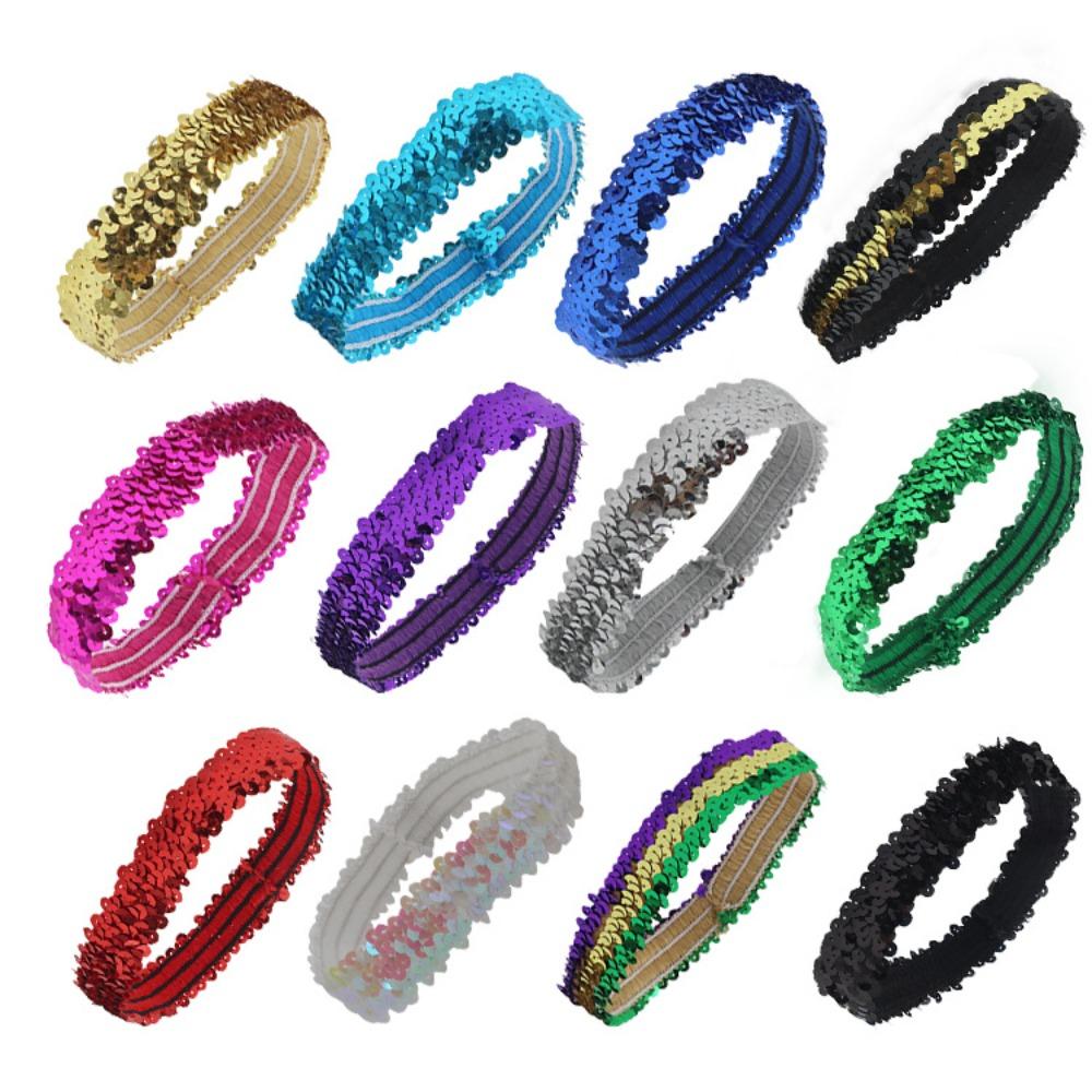 Pokrývka hlavy Flitrová čelenka Lesklá mašle Elastická stuha do vlasů Dárek do vlasů Glitter Hairband