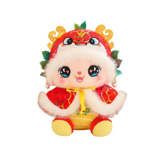 

Милая плюшевая змея 2025 года, кукла-мультфильм «Год змеи», китайский Новый год, зодиакальная игрушка для детей и взрослых, украшение на лунный Новый год S красный