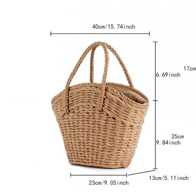 New Versatile Straw Woven Bag Women's Casual Handwoven Bag Large-capacity Handbag Tote Bag Travel Beach Bag