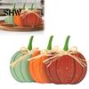 Autumn Indoor Tabletop Accents 3Pcs Pumpkin Ornaments, Rustic Wooden with Hemp Rope Bow Solid Wood Signs Table Decor for Farmhouse Seasonal