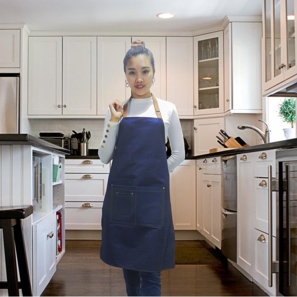 Nordic Style Sleeveless Denim Kitchen and Work Apron with Customizable LOGO