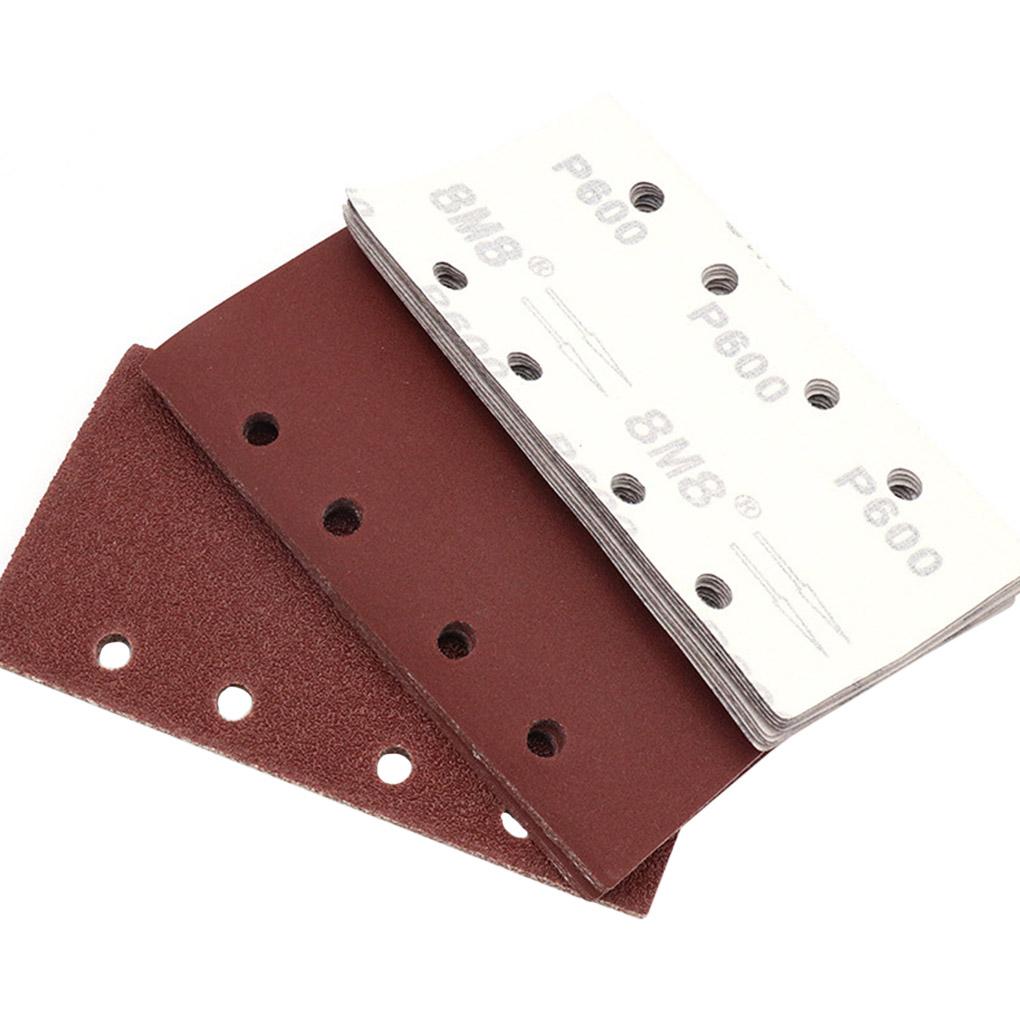 10pcs Self-adhesive Flocking 8-hole Abrasive Paper Wood Rectangle Sanding Polishing Paper 80 Grits