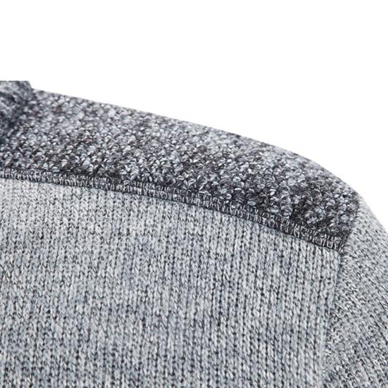 Plaid Lined Zipper Closure Male Sweater Coat Long Sleeve Patchwork Color Pockets Stand Collar Sweater Coat Men Knitwear