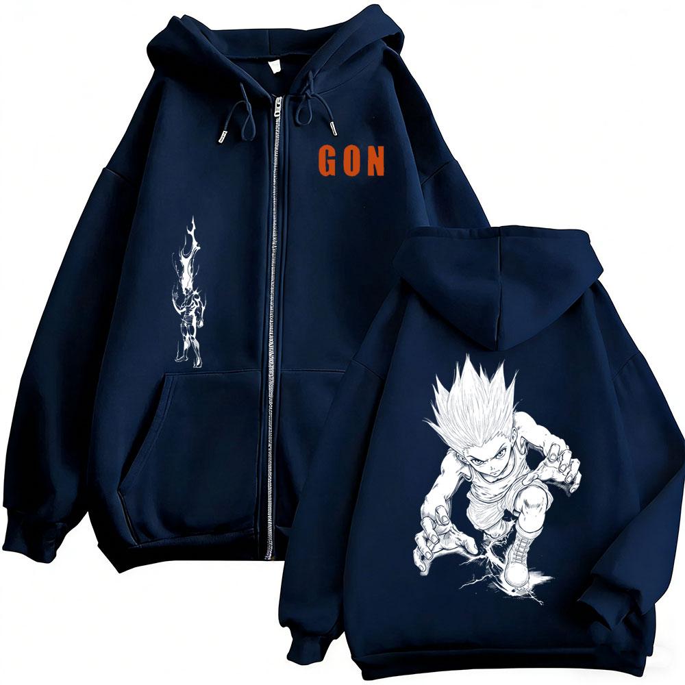 Anime Hunter X Hunter Gon Freecss Zipper Hoodie Men Women Cartoon Manga Zip Up Jacket Men's Cosplay Harajuku Zip Up Sweatshirt