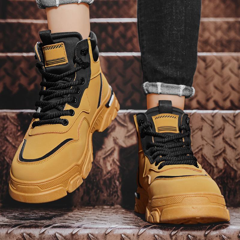 Autumn new Martin boots men's locomotive tooling boots thick-soled versatile high-top rhubarb boots trendy men's shoes