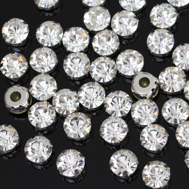 Lanwu 3mm 3D Claw Glass Rhinestones Loose Flatback Sew-On Eco-Friendly Silver Shank Non Hot Fix No Facets Nail Art Hat Clothing