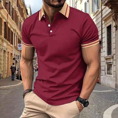 Sommer-Poloshirt mit farblich abgesetzten Knöpfen für Herren-Sport-Poloshirts