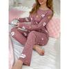 Womens Soft Milk Silk Pajama Set Round Neck Long Sleeve Loose Comfortable Lounge Wear Two Piece Outfit Fall