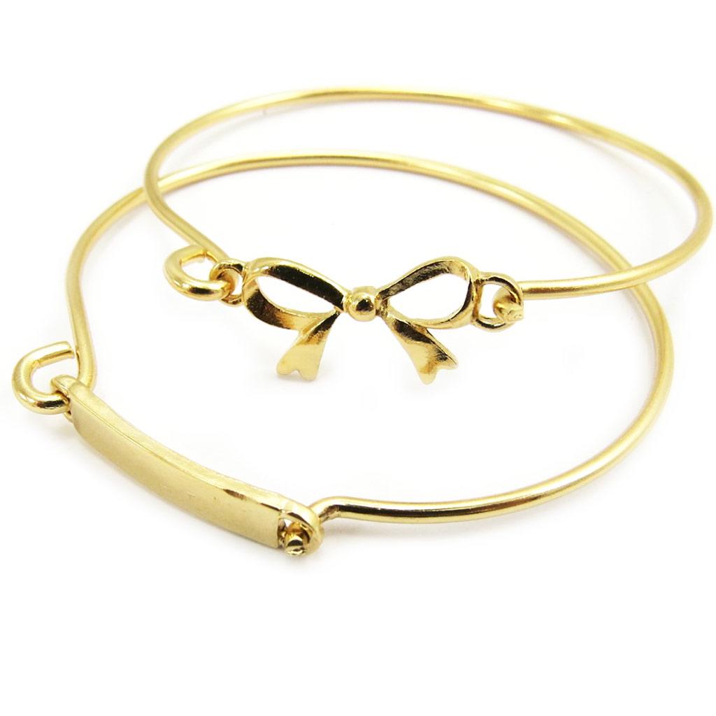 Les Trésors De Lily [L6052] - Golden 'Romantic Knot' Double Bracelet