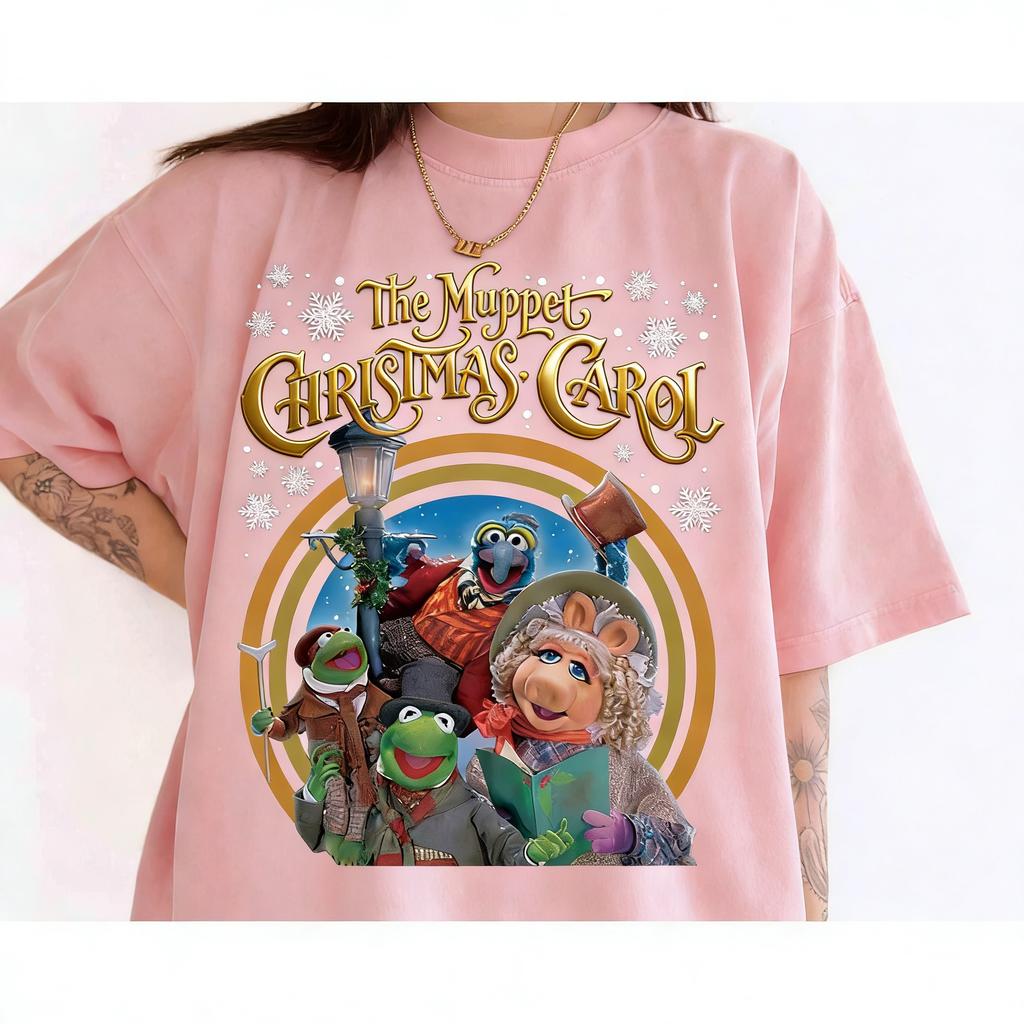ZX Retro 90s Muppet Christmas Song character Group Tshirt Print Trend Casual Frog Kemet Gusenzo Miss Pig Christmas Movie Retro