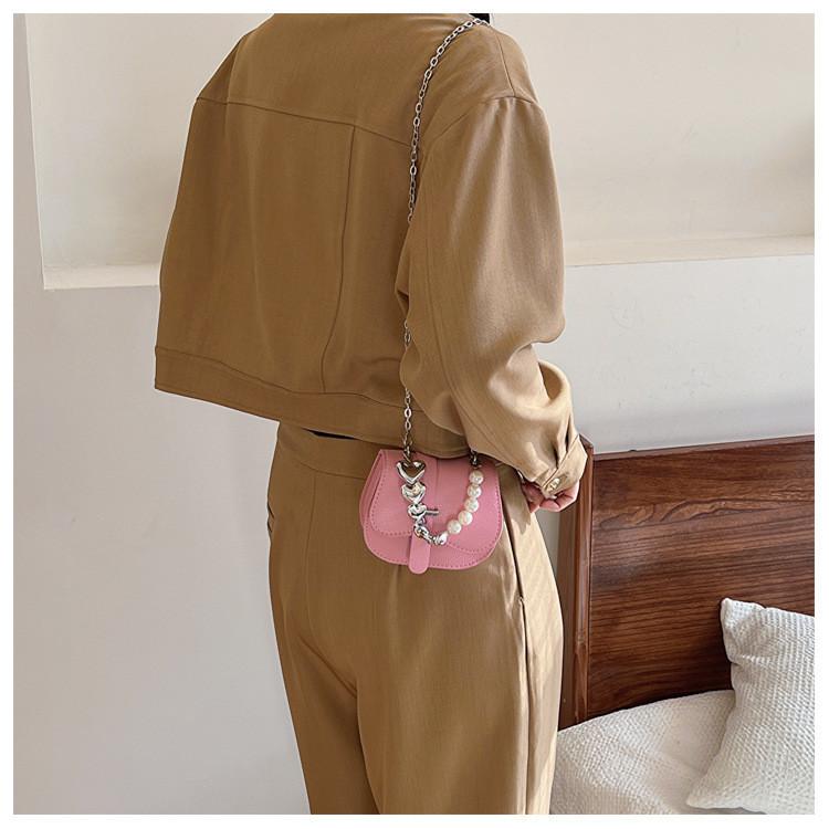 Stylish Minimalist Saddle Bag Women's Cross-border Trend Small Pu Shoulder Bag