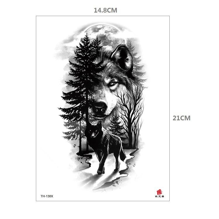 Tiger Tattoo Sticker Half Arm Lion Large Pattern Water Transfer Amazon Set
