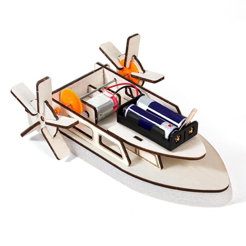Simuliertes elektrisches Schiffsmodell Holz-Bausatz Kinder-Puzzle-Spielzeug Für Kinder Stem-Lernen und praktische Bildung