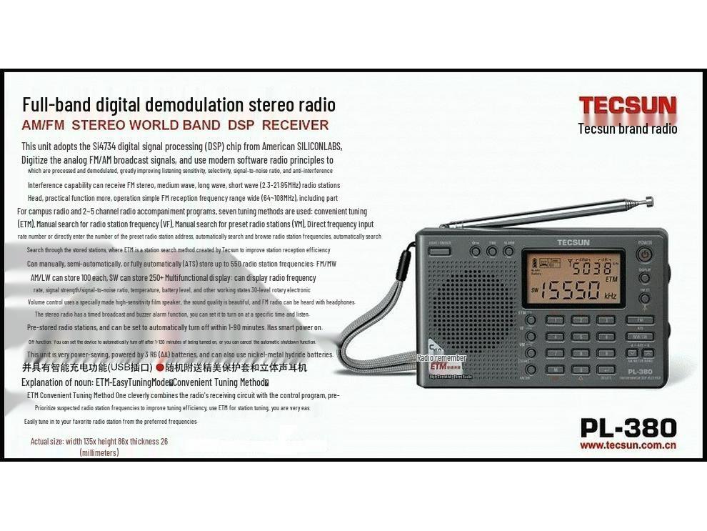 Tecsun PL-380 Digital Stereo Full Band FM Portable Radio