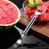 Pack of 2 Stainless Steel Duals Head Fruit Tool Efficient Watermelon Cutting Fork Ergonomic Quick Cleaning Device