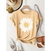 Daisy Flower Print Women's Summer Fitted Round Neck T-Shirt