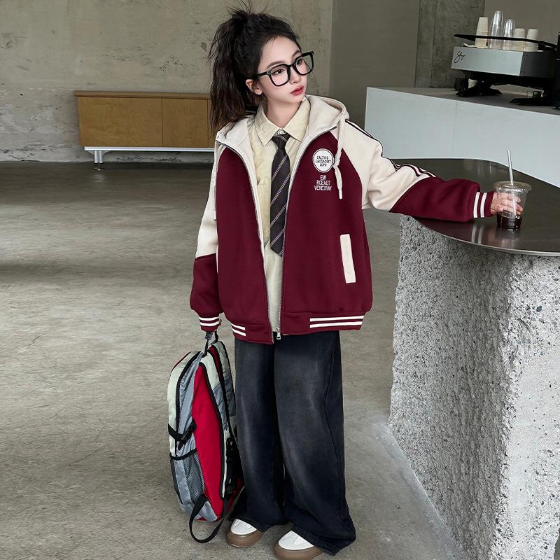 2024 Fashionable Girls' Baseball Jacket for Ages 10-14 - Perfect for Spring and Autumn