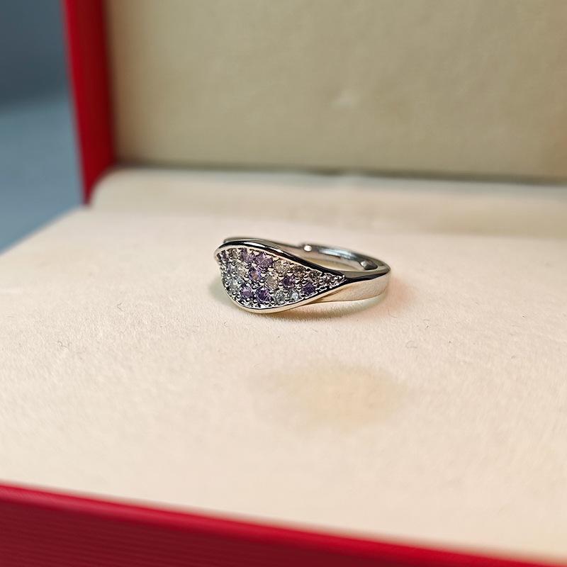 Gradual Change Set With Diamond Purple Gas Donglai Complex Ring Women'S Unique Pomegranate Rose Red Green Ring