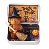 Halloween Bear In A Box Handmade Cute Witch Bear In A Tin for Trick or Treat Miniature Plush Bear with Broom Pumpkin Cat Halloween Party Gift