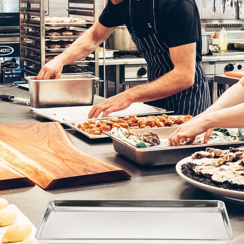 Stainless Steel Steam Food Pan with Lid Versatile Catering Food Storage Box for Charcuterie Lunch and Home Supplies for Food Prep and Serving