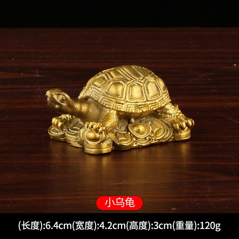 Brass - Small Money Pair Thousand-Year Fu Lu Shou Three-Generation Turtle Ornaments W