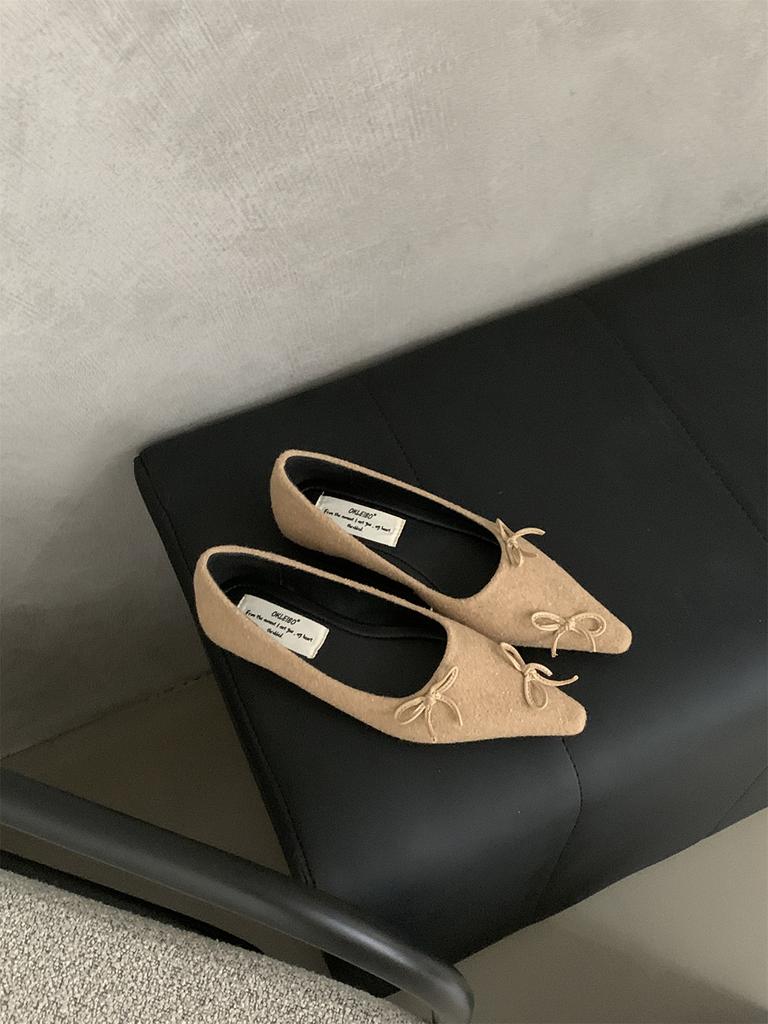 fashion Fashion Women Loafers Pointed Toe Summer Autumn Dress Shoes Flat Low Heels Bow Design Black Grey Red Beige Party Pumps Shoes 39