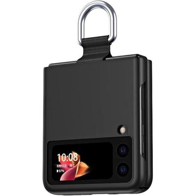Protective Case - BOOLING - for Samsung Galaxy Z Flip 3 5G - Shockproof - Black - Metal Loop