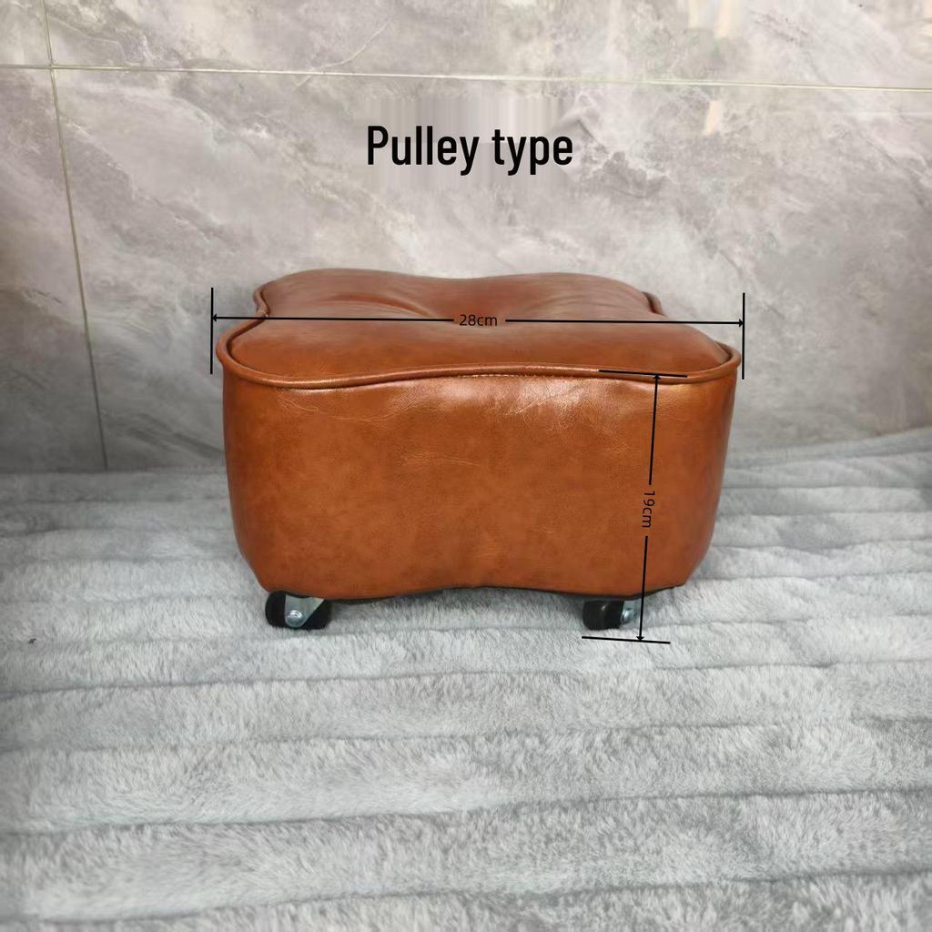 Four-Leaf Clover Upholstered Leather Stool for Living Room or Entranceway