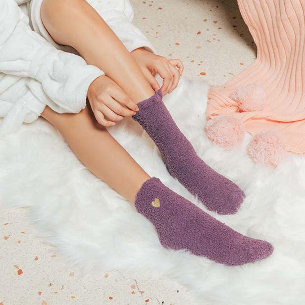 Color Sweet Girls Love Embroidery Coral Fleece Socks Female Hosiery Cute Floor Socks Mid-tube Socks