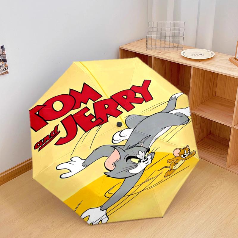 1 Stück Automatischer Faltregenschirm - Cartoon-Muster, Tragbares & Faltbares Design mit 46 Speichen, Weihnachts-Geburtstagsgeschenke