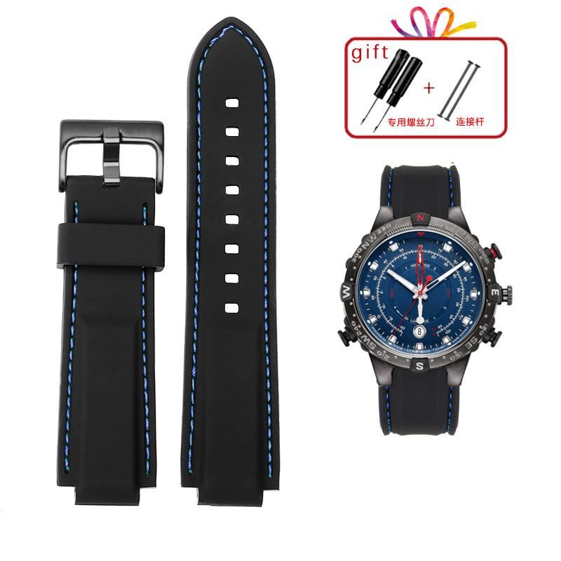 Dla mężczyzn Timex E-tide Compass T2N720 T2N721 TW2T76300 wodoodporny miękki pasek do zegarka z gumy silikonowej pasek z narzędziami Piny śrubowe