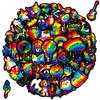 56 Rainbow Ink Splashing Style Creative Sticker Set Tide Cool Animal Elements Hand Account Decoration Diy Personalized Material Stickers