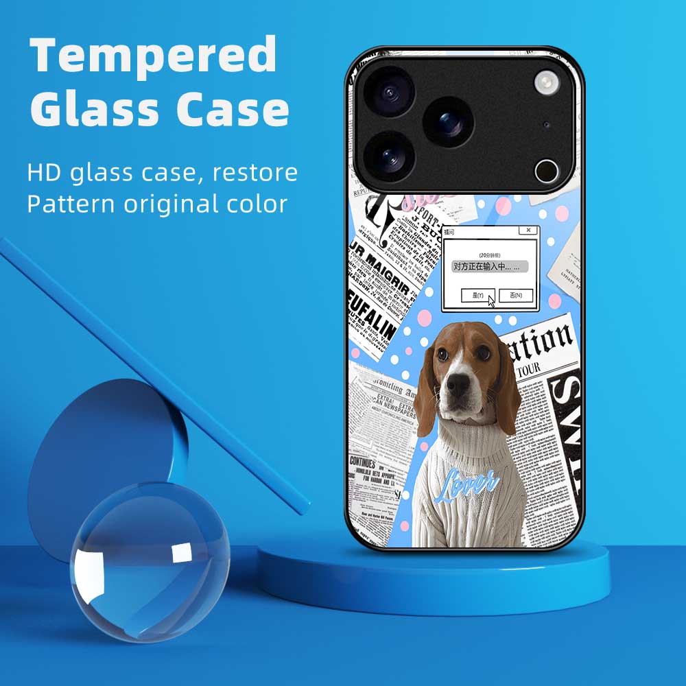 For iPhone 17 Pro Max Case TPU PC Tempered Glass Pattern Printing Anti Drop Phone Back Cover