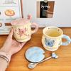 Butterfly Mug Girl Heart Ceramic Cup with Lid with Spoon High Value Water Cup Office Coffee Breakfast Cup