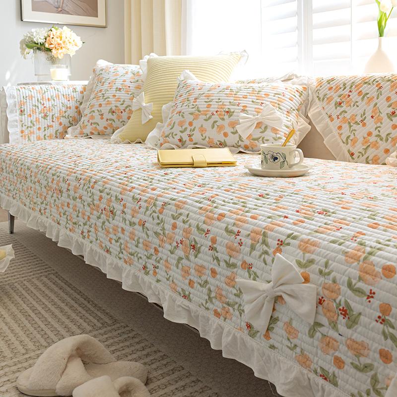 Internet Celebrity Pure Cotton Sofa Cushion Cotton Fabric Four Seasons Universal Non-Slip Seat Cushion  New Light Luxury Sofa Cover
