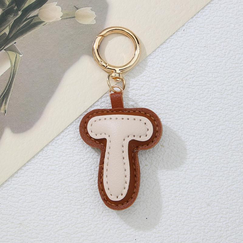 PU-Leder Bonbonfarbe A bis Z Initialen Schlüsselanhänger für Damen Einfach Mode Rucksack Telefonanhänger Autoschlüsselanhänger Schmuck Geschenke