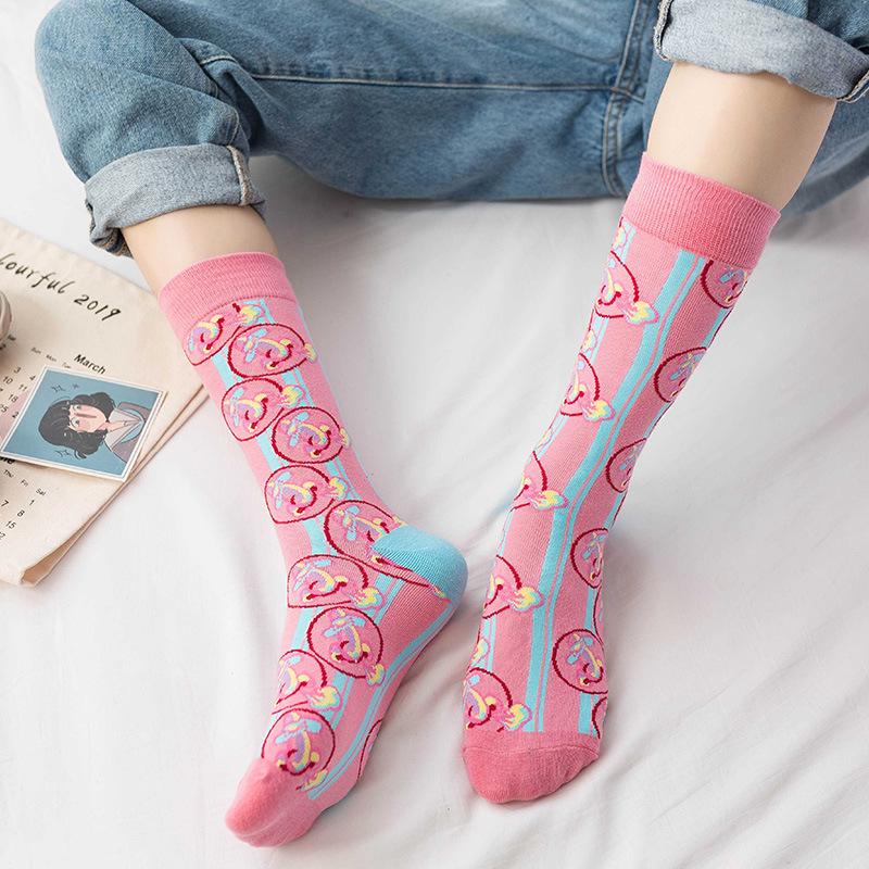 Cartoon Anime Women's Cotton High-top Mid-calf Retro Casual Sports Socks