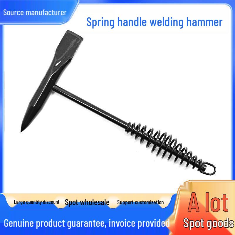 Multifunctional Rust & Welding Hammer with Carbon Steel, Ice Breaking, Black Spring Handle Deslagging Hammer