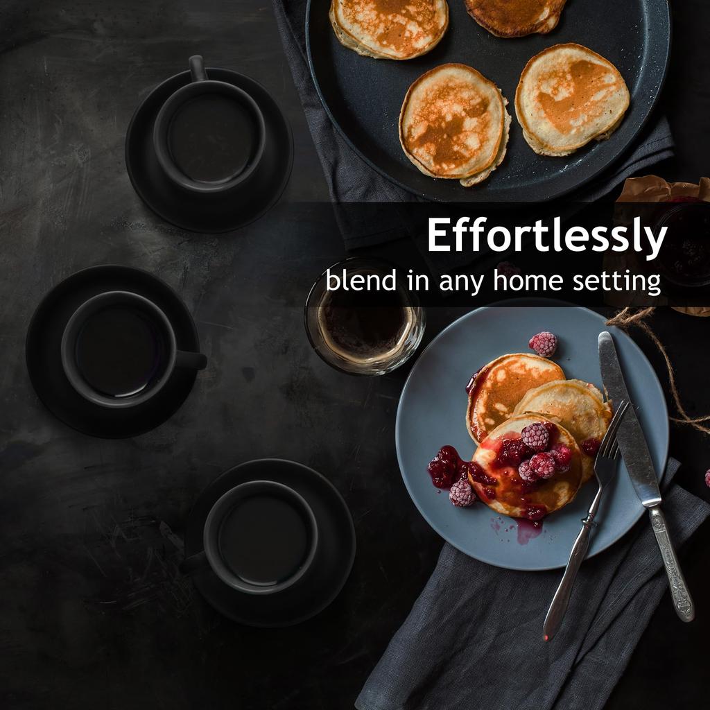 MIAMIO 75 Ml X 6 Stoneware Espresso Black Colorful Interior - Mug/Cup Set, Exterior,