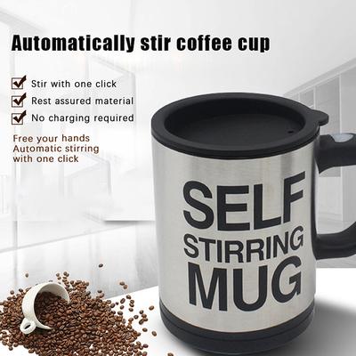 400ml Electric Stainless Steel Mug with Automatic Mixing Lid Self Stirring Blender Cup for Coffee Milk Drinks Lazy Gift Box Incl