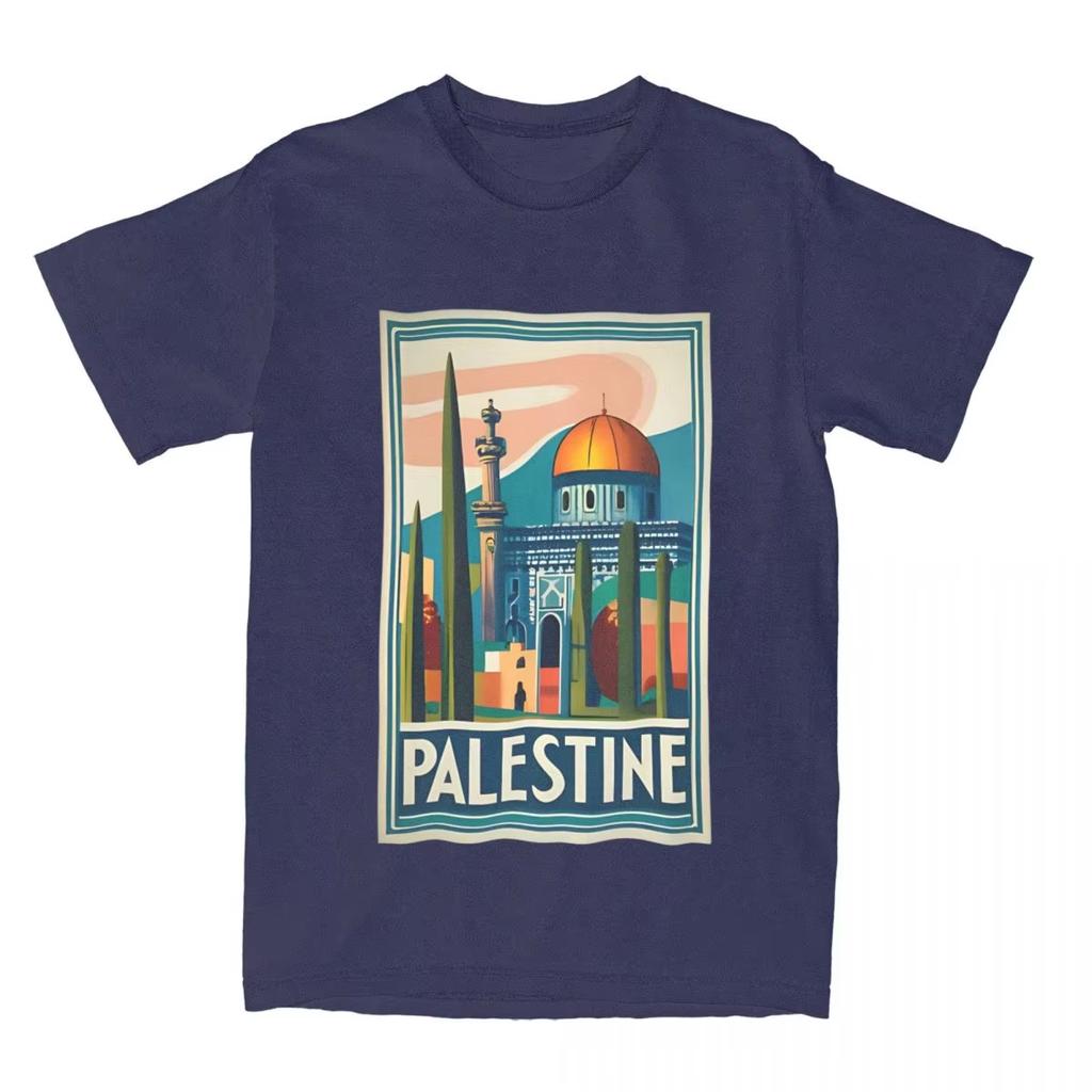 2025 Summer Couple T-Shirt Vintage Palestine Jerusalem Peace T Shirts Leisure Summer Tees Aesthetic Print Cotton Tops Gift Idea