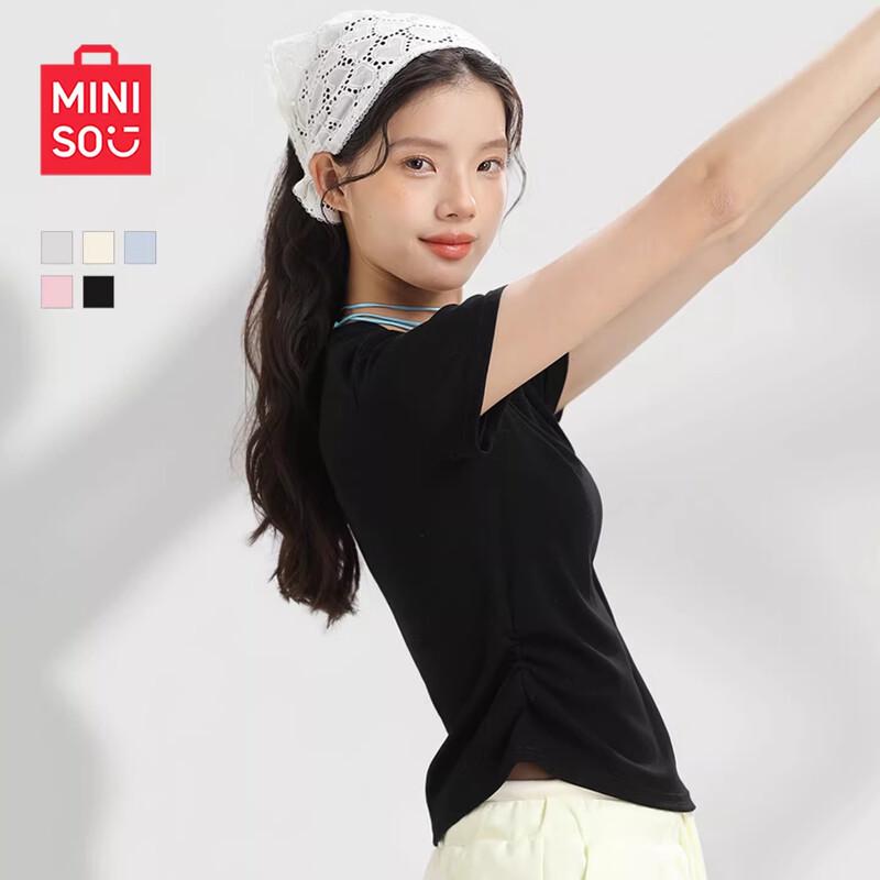 MINISO Women s Slim Fit Short Sleeve Crop Top M