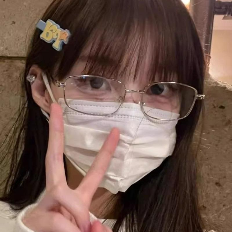 Harajuku Retro Silver Color Small Square Frame Glasses Women Metal Eyeglass Clear Reading Spectacle Blue Light Blocking Eyewear