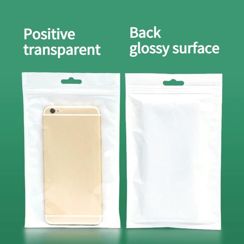 100Pcs Thick Pearlized BOPP Sealed Bags White Semi-Transparent Self-Sealing Pouches for Fishing Tackle Phone Accessories Jewelry Packaging