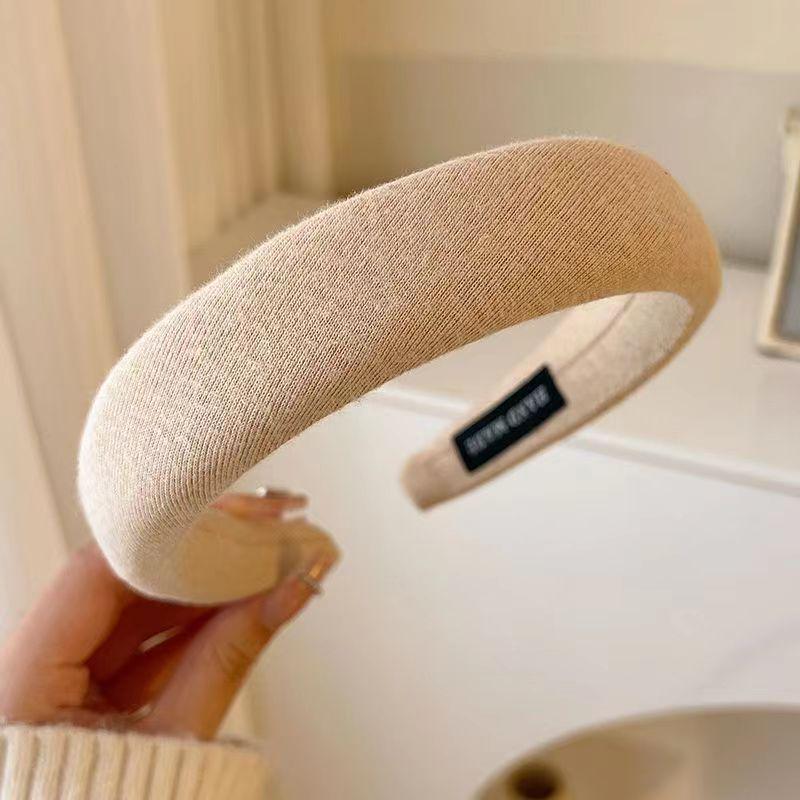 French Retro High Crown Wide-Brimmed Plush Headband for Face Washing and Outings