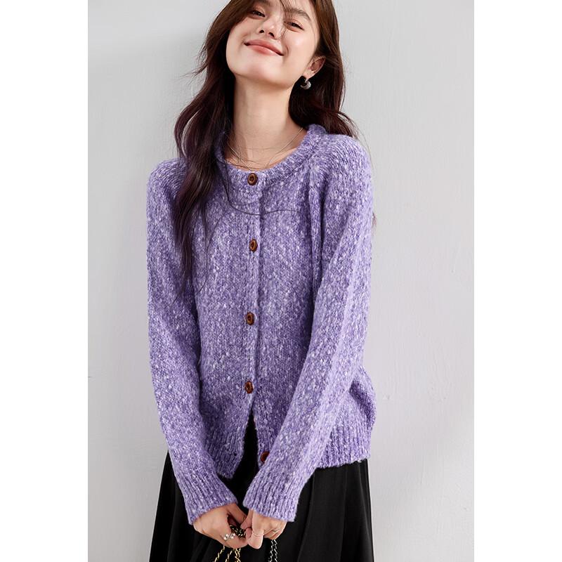 VICTORIA&VERA Women s Dotted Wool Blend Knit Cardigan S